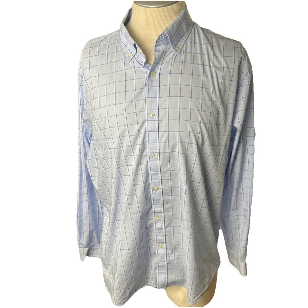 Izod‎ Advantage Mens Shirt XL 17-17.5 Blue Long Sleeves Button